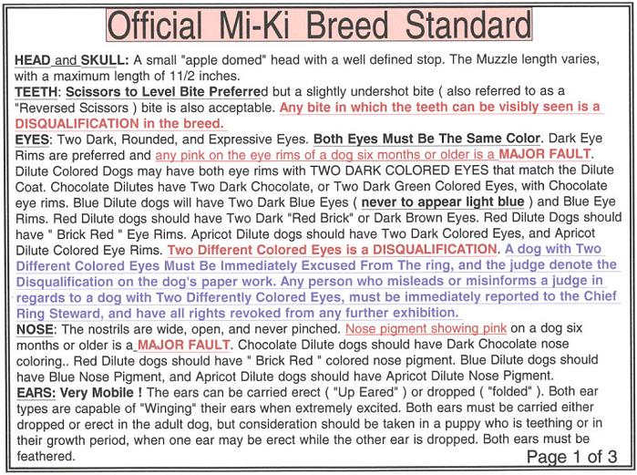 Mi-Ki Breed Standard PG1